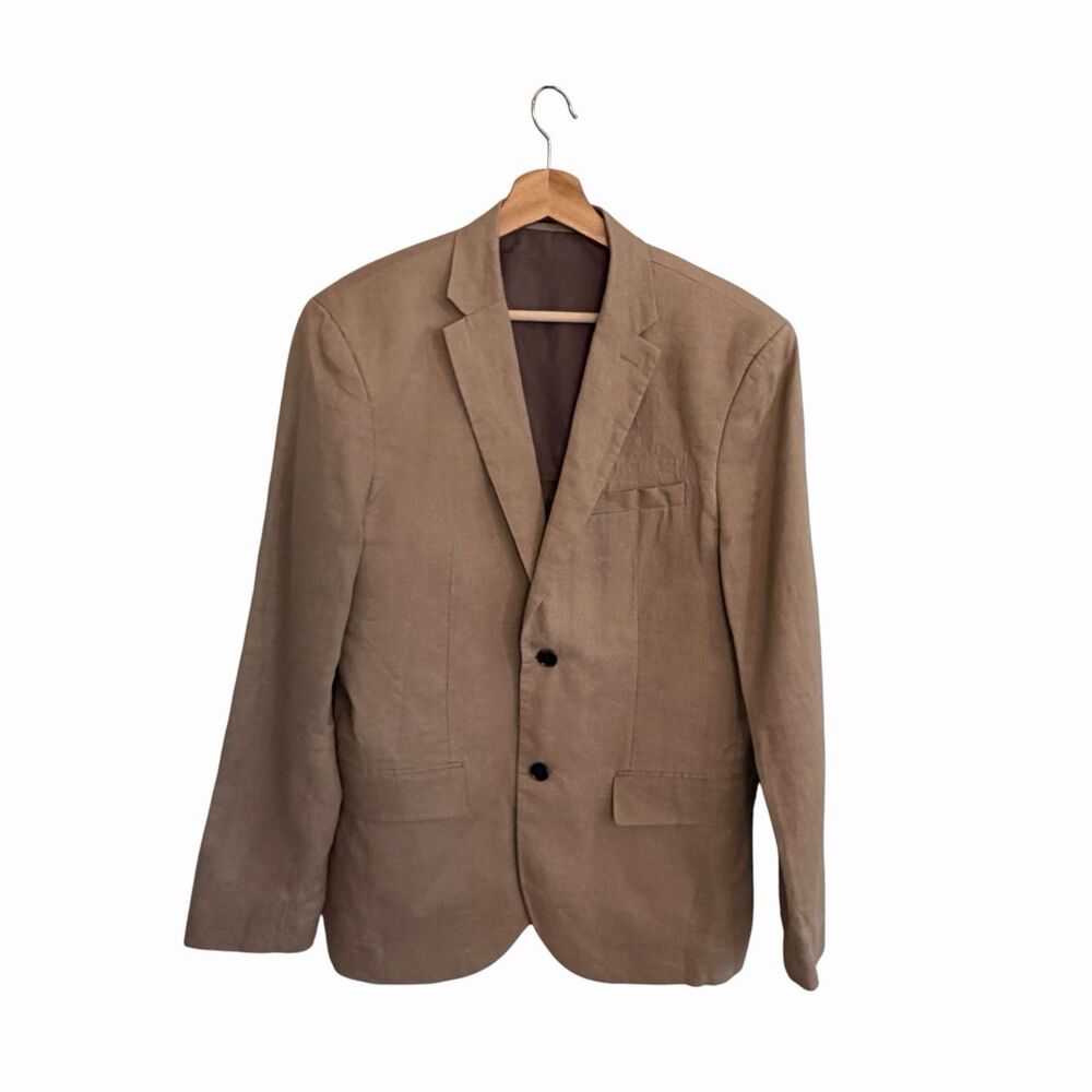 H&M Mens 100% Linen Slim Fit Blazer Jacket Sz 38R Beach Wedding Cruise Business